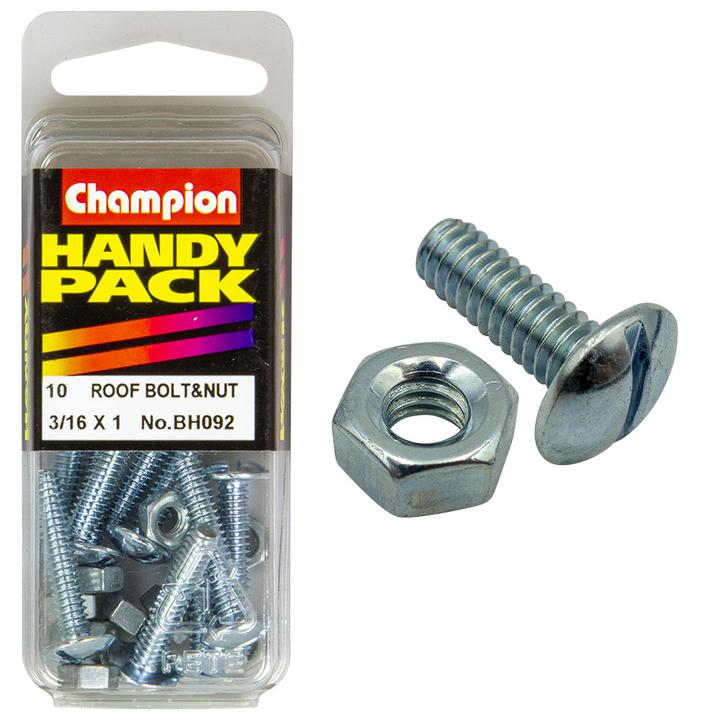 Champion Mushroom Head Nut & Roofing Bolt 3/16"" x 1"" UNC BH092