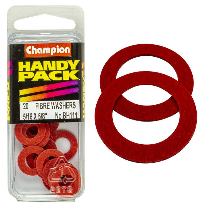 Champion Flat Fibre Washer Red 5/16"" x 5/8"" x 1/32"" 20Pk BH111