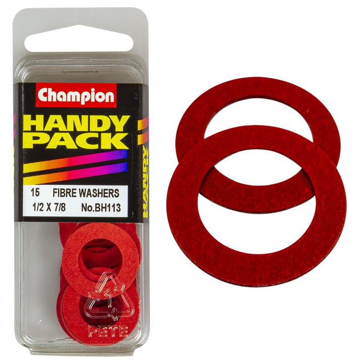 Champion Flat Fibre Washer Red 1/2″ x 7/8″ x 1/32″ 15Pk BH113