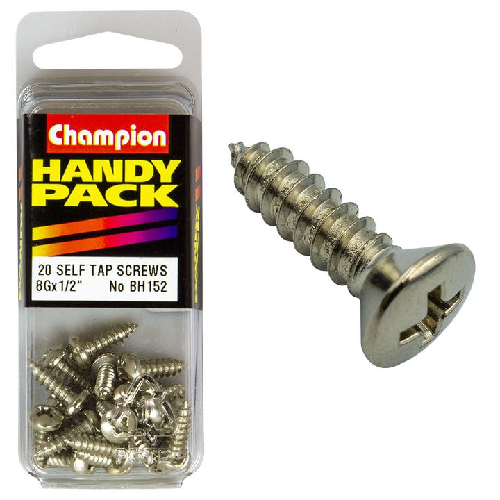 Champion Nickel Screw Self Tapp Panhead Phillips 4.2 x 13mm 20Pk BH152