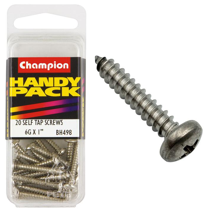 Champion Nickel Screw Self Tapp Panhead Phillips 3.5 x 25mm 20Pk BH498