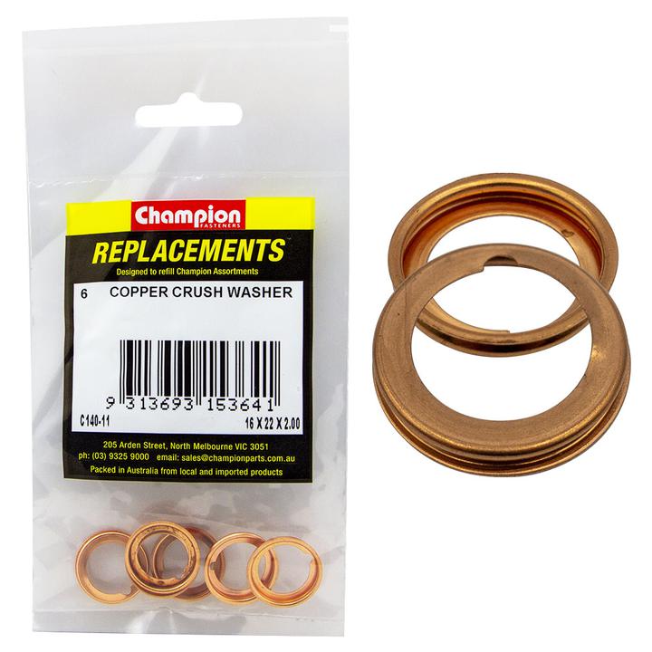 Champion Copper Crush Washer M16 x 22mm 6Pk C140-11