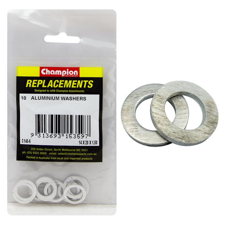 Champion Flat Aluminium Washer M14 x 20 x 1.5mm 10Pk C140-6