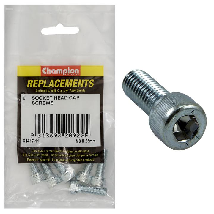 Champion Cap Screw Socket Head HT M8 x 25mm 6Pk C1417-11