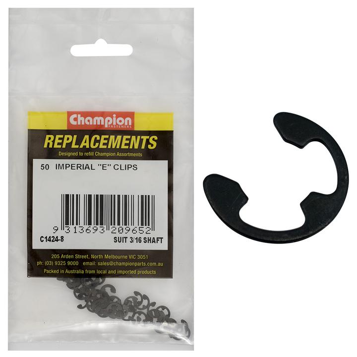 Champion E Clip 3/16″ Shaft 50Pk C1424-8