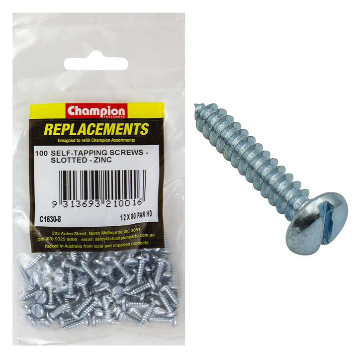 Champion Screw Self Tapp Panhead Slotted 4.2 x 13mm 100Pk C1630-8