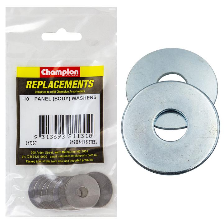 Champion Flat Stainless Steel Body Washer 5/16"" x 1-1/4"" 10Pk C1730-7