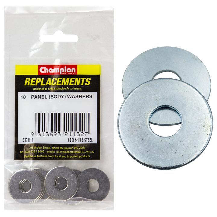 Champion Flat Stainless Steel Body Washer 3/8"" x 1-1/4""-304/A2 10Pk C1730-8
