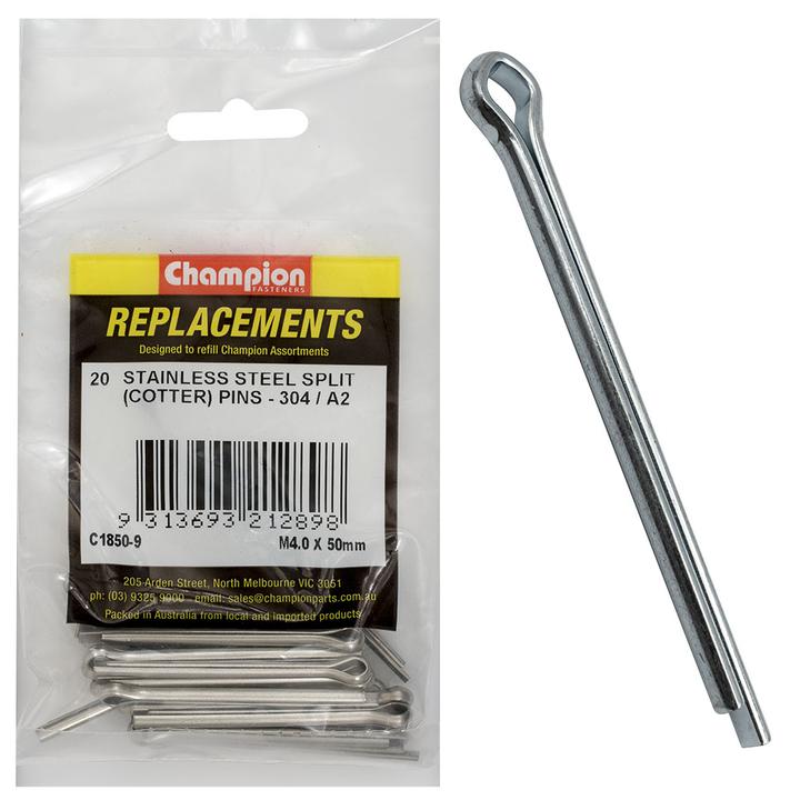 Champion Split Pin 4.0 x 50mm-304/A2 20Pk C1850-9