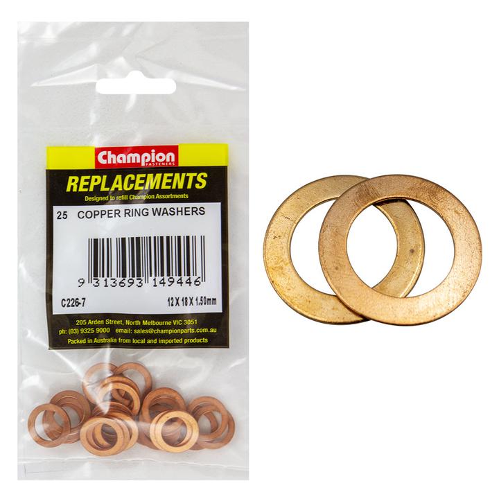 Champion Flat Copper Washer M12 x 18 x 1.5mm 25Pk C226-7