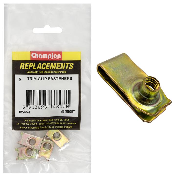 Champion Captive Nuts Short M6 x 1.00mm 5Pk C2265-4