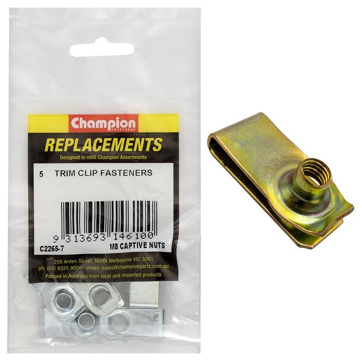 Champion Captive Nuts Long M8 x 1.25mm 5Pk C2265-7