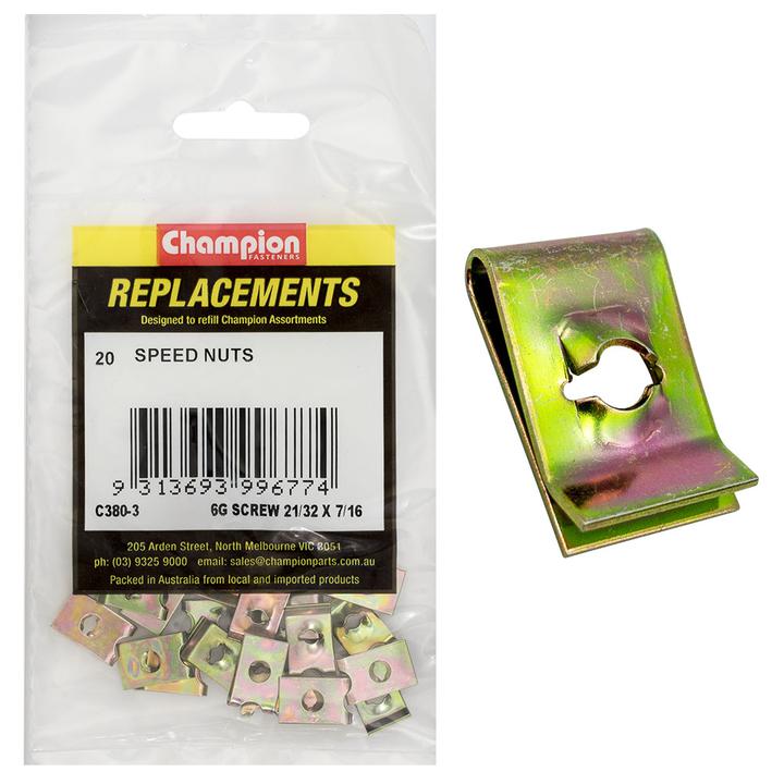 Champion Speed Nut U-Type 3.5mm 20Pk C380-3