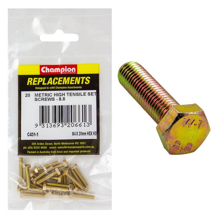 Champion Hex Screw Set HT M4 x 20mm 20Pk C431-1