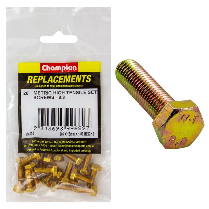 Champion Hex Screw Set HT M6 x 16mm 20Pk C480-5