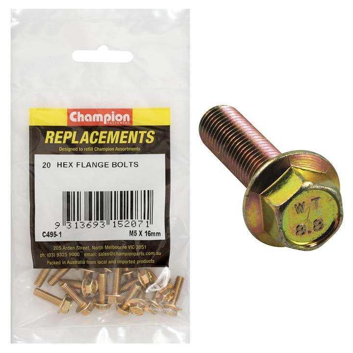 Champion Hex Screw Set Flanged HT M5 x 16mm 20Pk C495-1