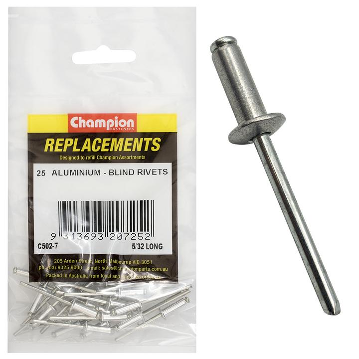 Champion Blind Rivet Aluminium 4.0 x 12.70mm 25Pk C502-7