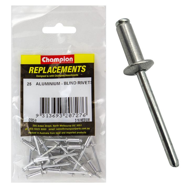 Champion Blind Rivet Aluminium 4.8 x 12.50mm 25Pk C502-9