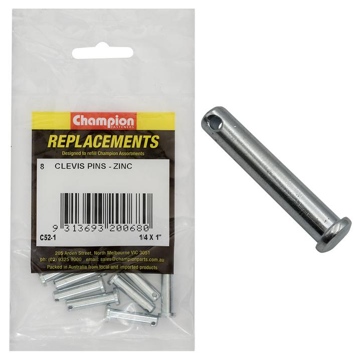 Champion Clevis Pin 1/4″ x 1″ 8Pk C52-1