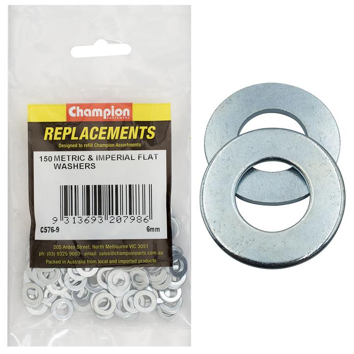 Champion Flat Steel Washer M6 x 12.5 x 1.2mm 150Pk C576-9