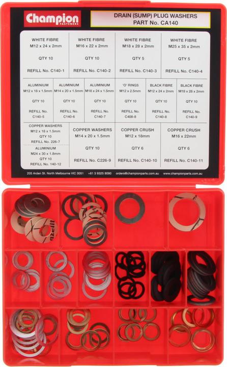 Champion Drain Sump Plug Washers Assortment Kit 102 Piece