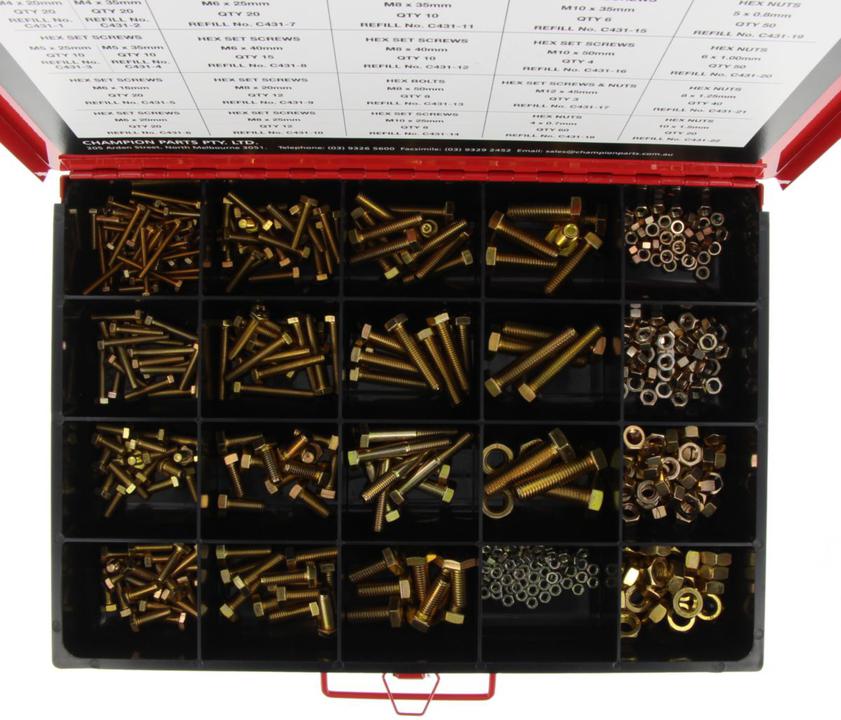 Champion Screw, Bolt & Nut Master Assortment Kit Metric 17 Sizes 431Pk CA431