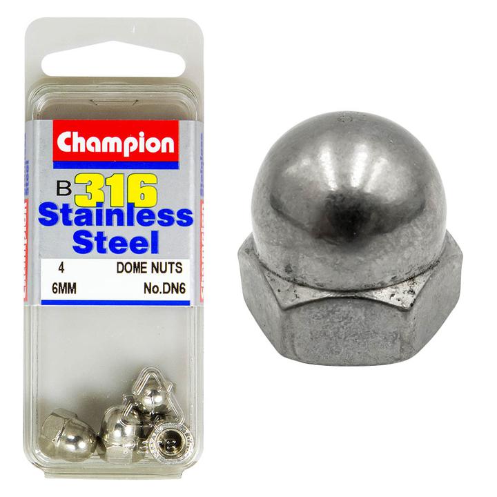 Champion Stainless Dome Nut M6 x 1.00mm 4Pk DN6