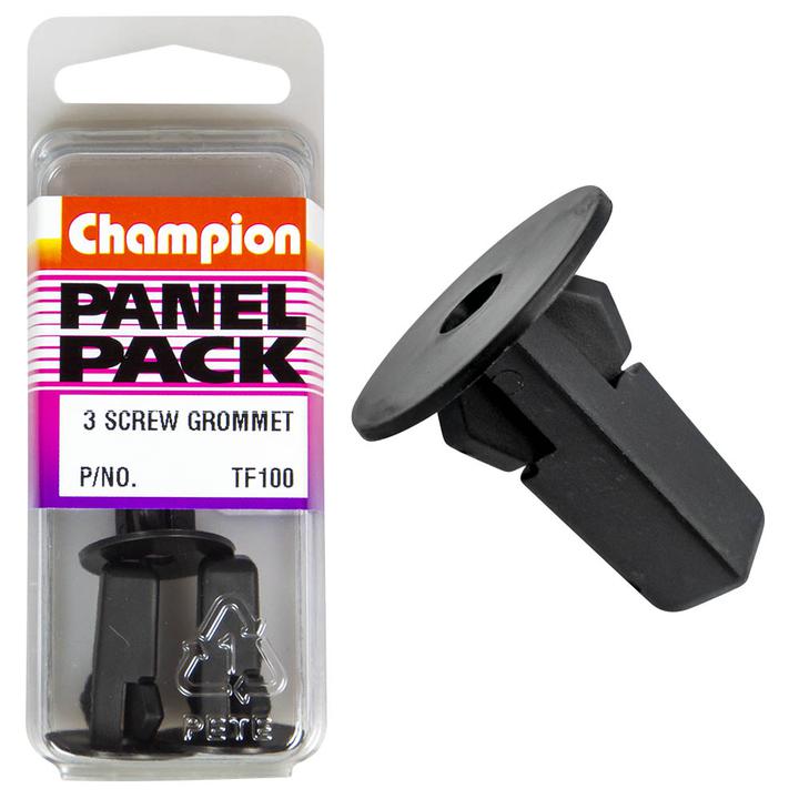 Champion Screw Grommet Black 22mm Len 5.5mm Screw Size 8x8mm Hole 20mm Head 3Pk TF100