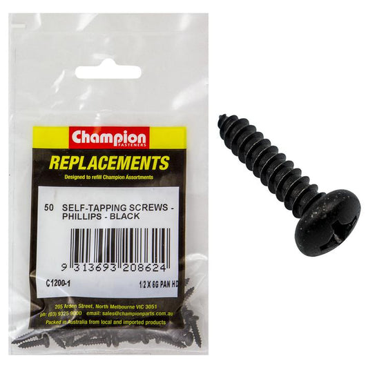 Champion Fasteners Self Tapp 3.5 x 13mm Black Screws C1200-1