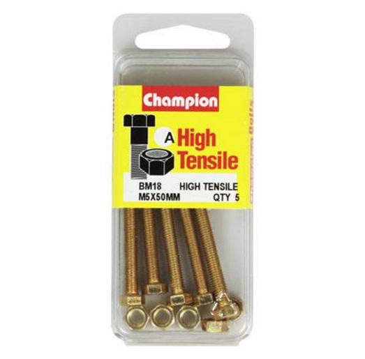 Champion Bolt & Nut Pack Metric M5 x 50mm BM18