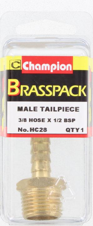 Champion Brass Male Barb 3/8 Hose x 1/2 BSP HC28