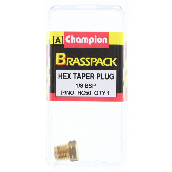 Champion Brass Hex Taper Plug 1/8 BSP HC50