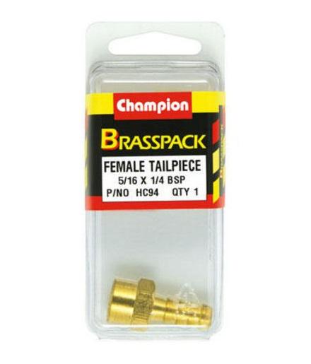 Champion Brass Female Barb 5/16 Hose x 1/4 BSP HC94
