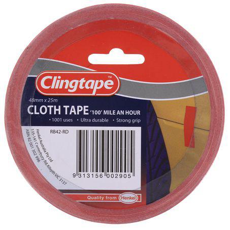 Clingtape Cloth Tape 48mm x 25m Red RB42RD