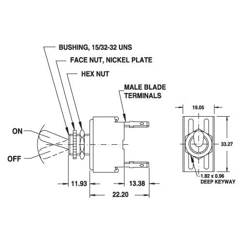 Cole Hersee Toggle Switch DPST On/Off Blade Terminals (Pack of 1) 55017BL