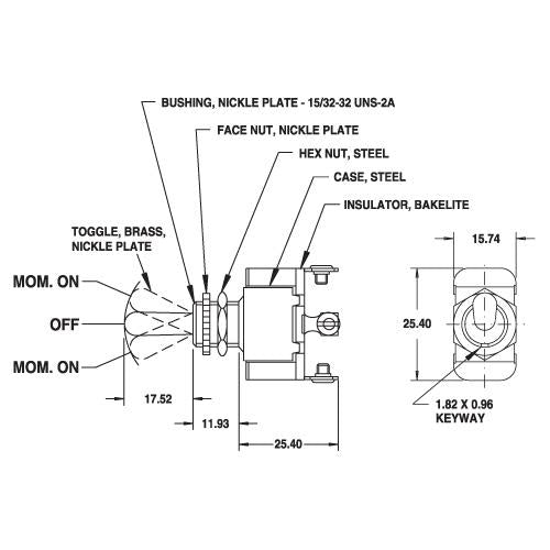Cole Hersee Toggle Switch MOM On/Off/MOM On SPDT Rated 25A 12V (Pack of 1) 55021BL