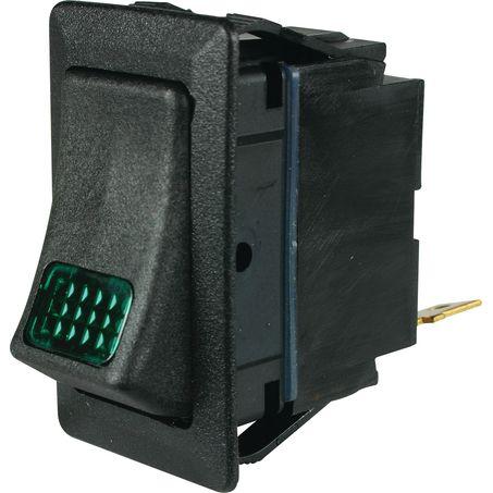 Cole Hersee Rocker Switch On/Off SPST Green Illum Lens Rated 25A 12V (Pack of 1) 58328-11BL