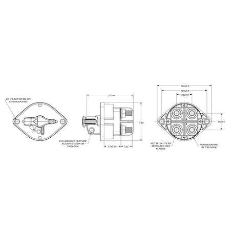 Cole Hersee TR Dual Pole HD Battery Master Switch 400A 48V DC Red Handle (Box of 1) 880175-0001BX