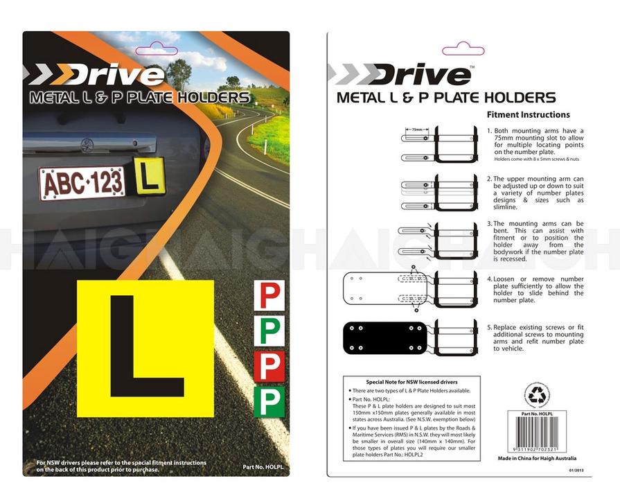 L & P Plate Holder Set Metal - Drive HOLPL