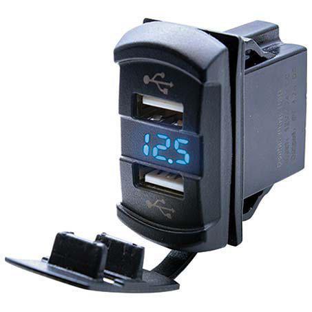 Drivetech 4x4 Dual USB Socket 2.1A w/ Voltmeter DT-11025