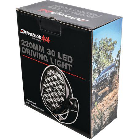 Drivetech 4X4 220mm Round LED Driving Light Black DT-DR220