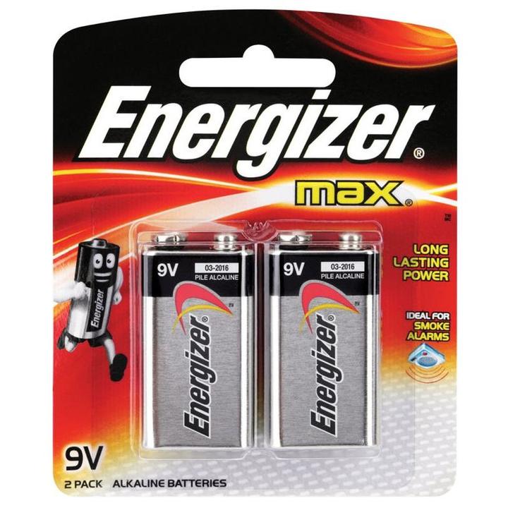 Energizer Alkaline Batteries 9V 2 Pack 522BP2T
