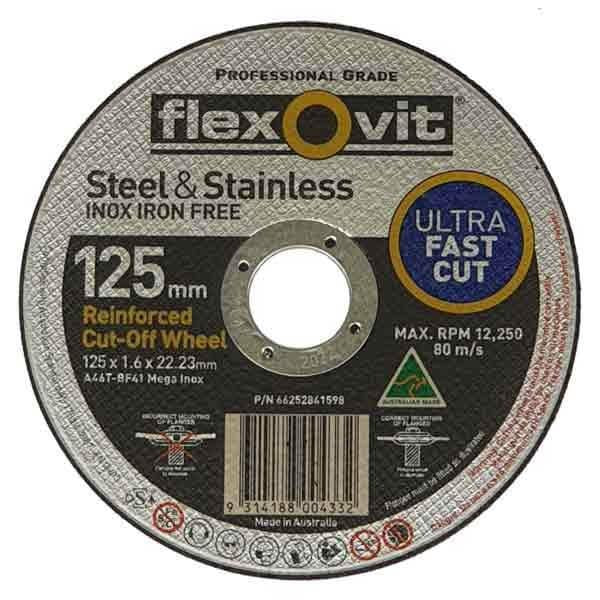 Flexovit Flat Ultra Thin 125mm X 1.6mm X 22mm Cut Off Wheel 66252841598