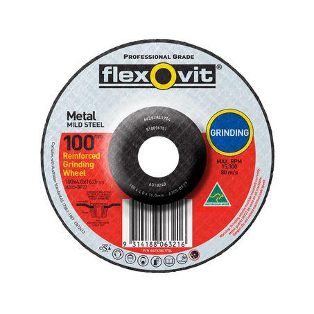 Flexovit Depressed Centre Grinding Disc Metal 100x4x16mm 66252841704