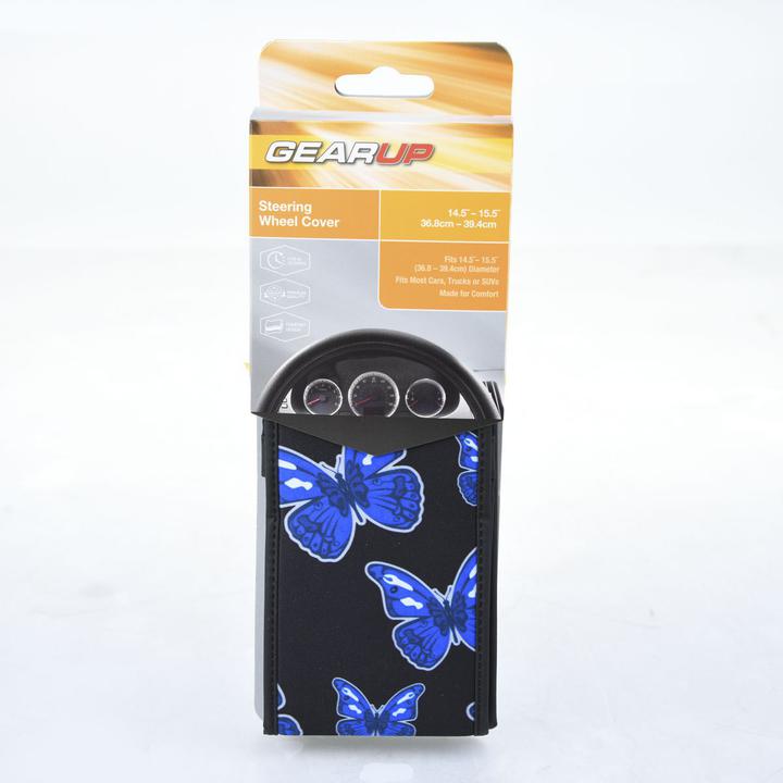 Gearup Steering Wheel Cover 36.8 x 39.4cm - Butterflies GUSWCFLBF