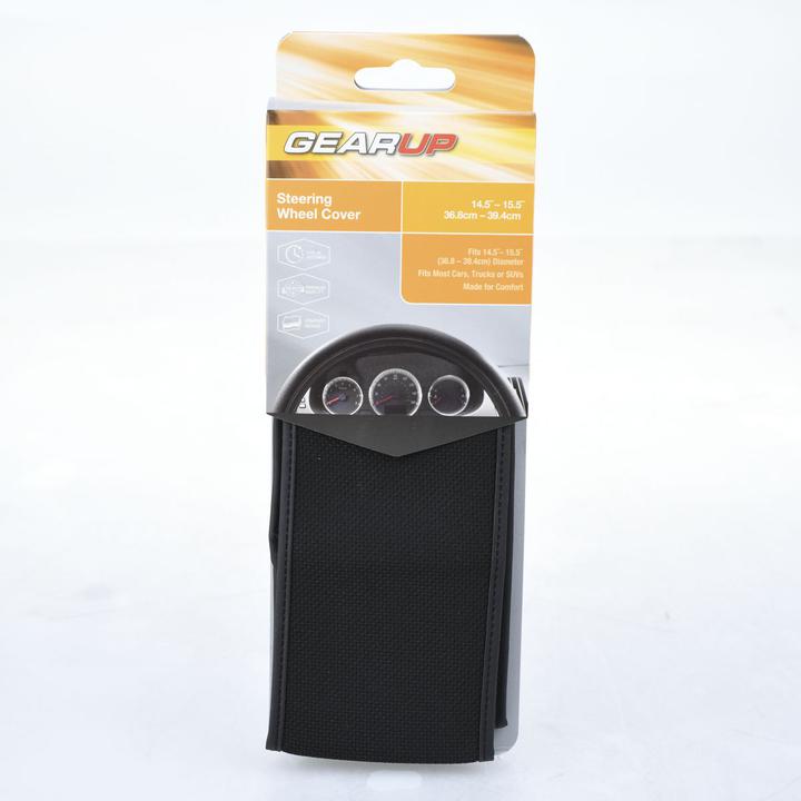Gearup Steering Wheel Cover 36.8 x 39.4cm - Opp Core Black GUSWCFLCB