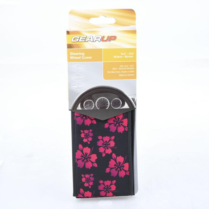 Gearup Steering Wheel Cover 36.8 x 39.4cm - Hibiscus Purple GUSWCFLHP