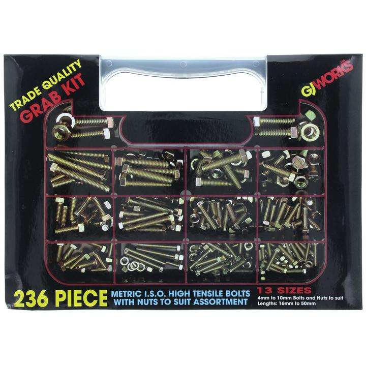 GJ Works High Tensile-Metric Bolts & Nuts Grab Kit 236pc GKA236