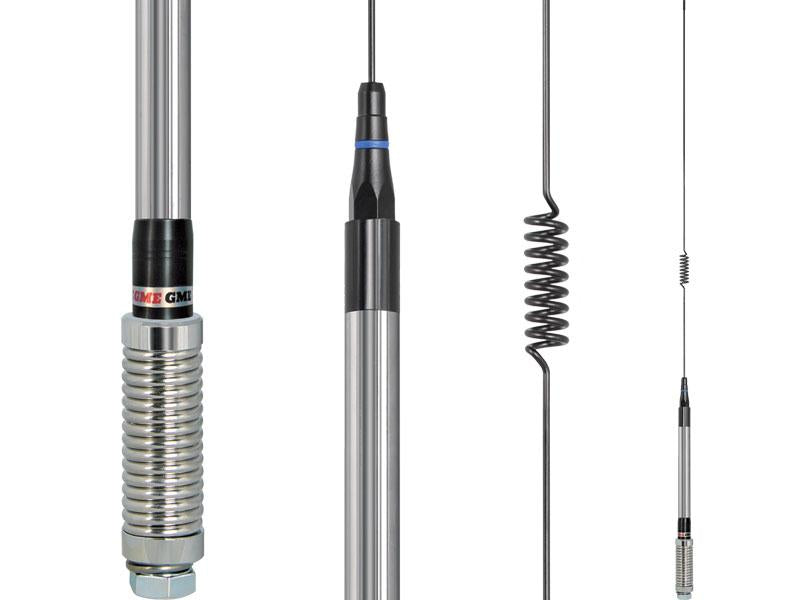 GME UHF CB Whip Antenna 6.6dB 860mm w/ Elevated Feed Base Black AE4017K2
