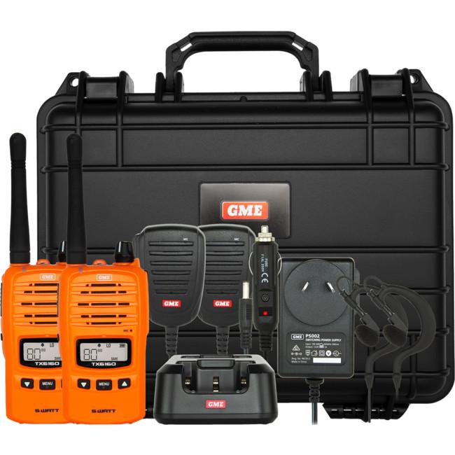 GME 5/1W UHF CB Handheld Radio incl. Accessories Twin Pack Blaze Orange TX6160OTP